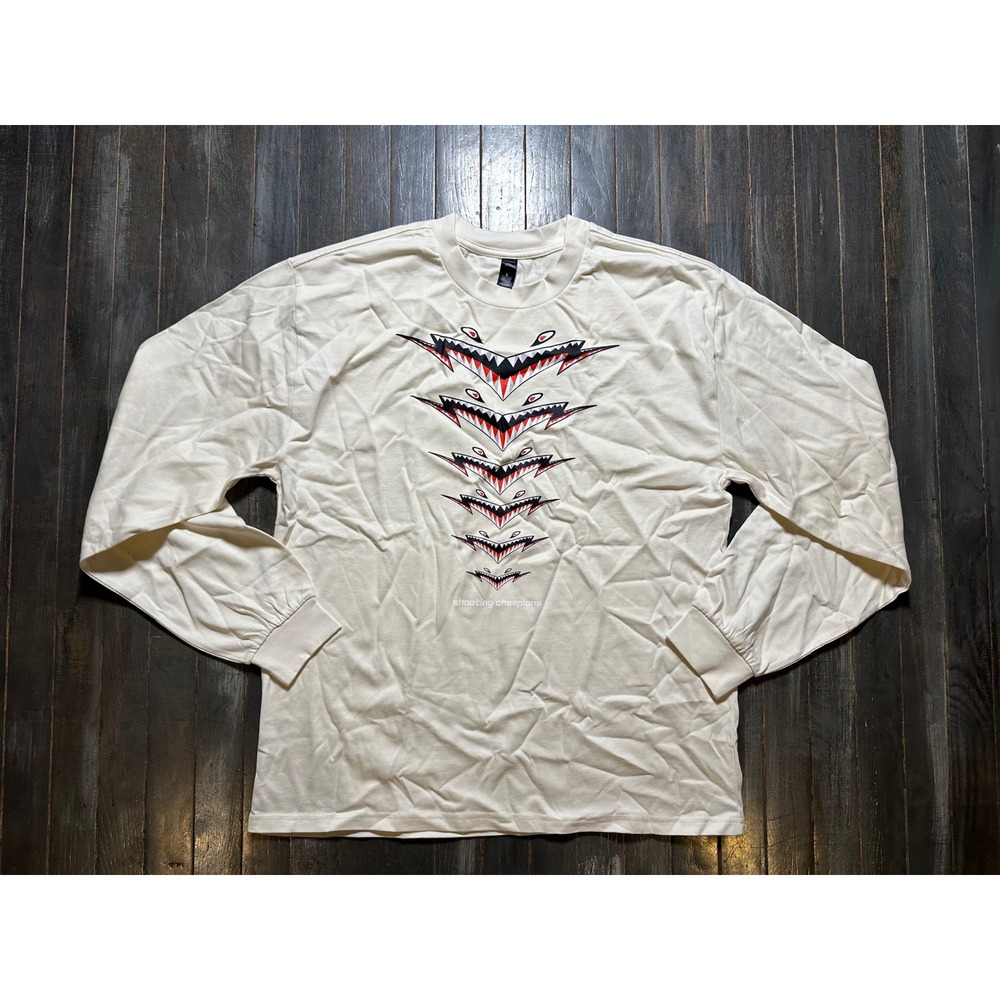 AS Colour Heavy Long Sleeve Shark Teeth Graphic Shirt Cream Mens